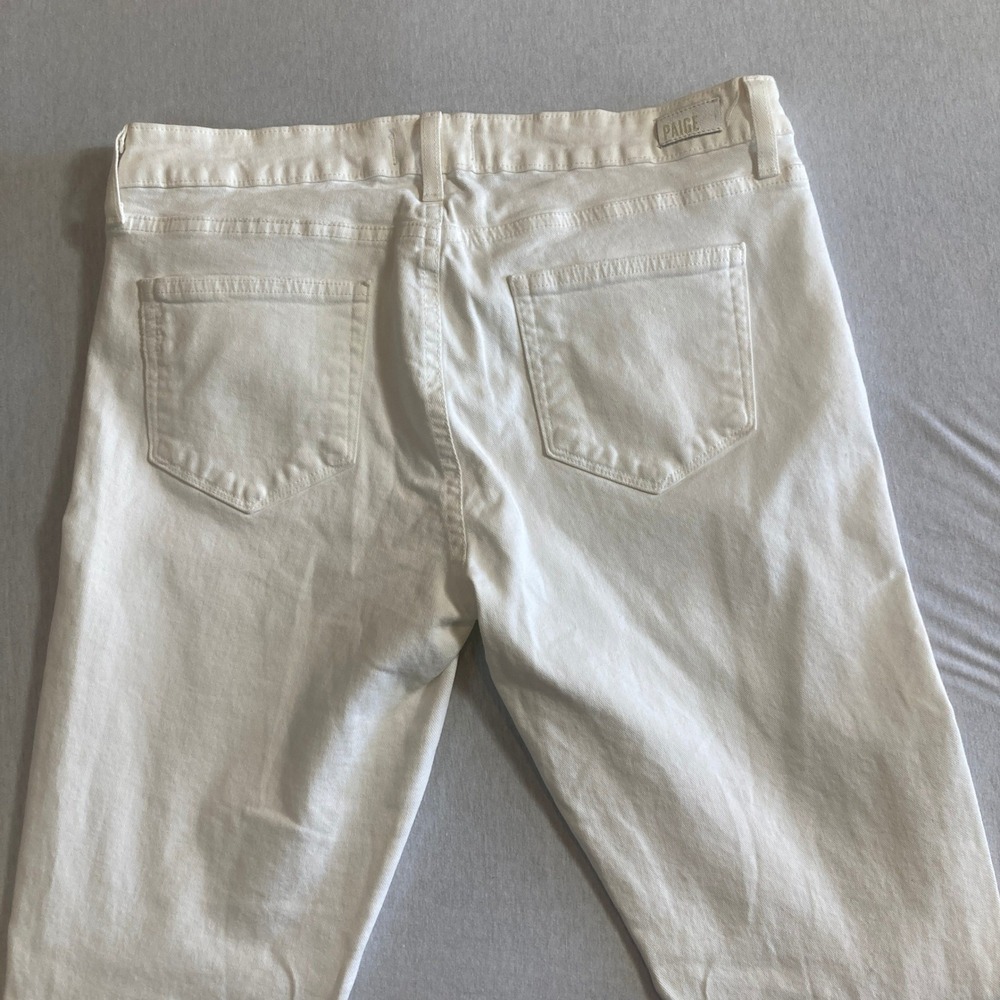 Paige Verdugo Ultra‎ Skinny Jeans 28 (Fit 34 Waist) Optic White Distressed W1454 - Picture 14 of 16